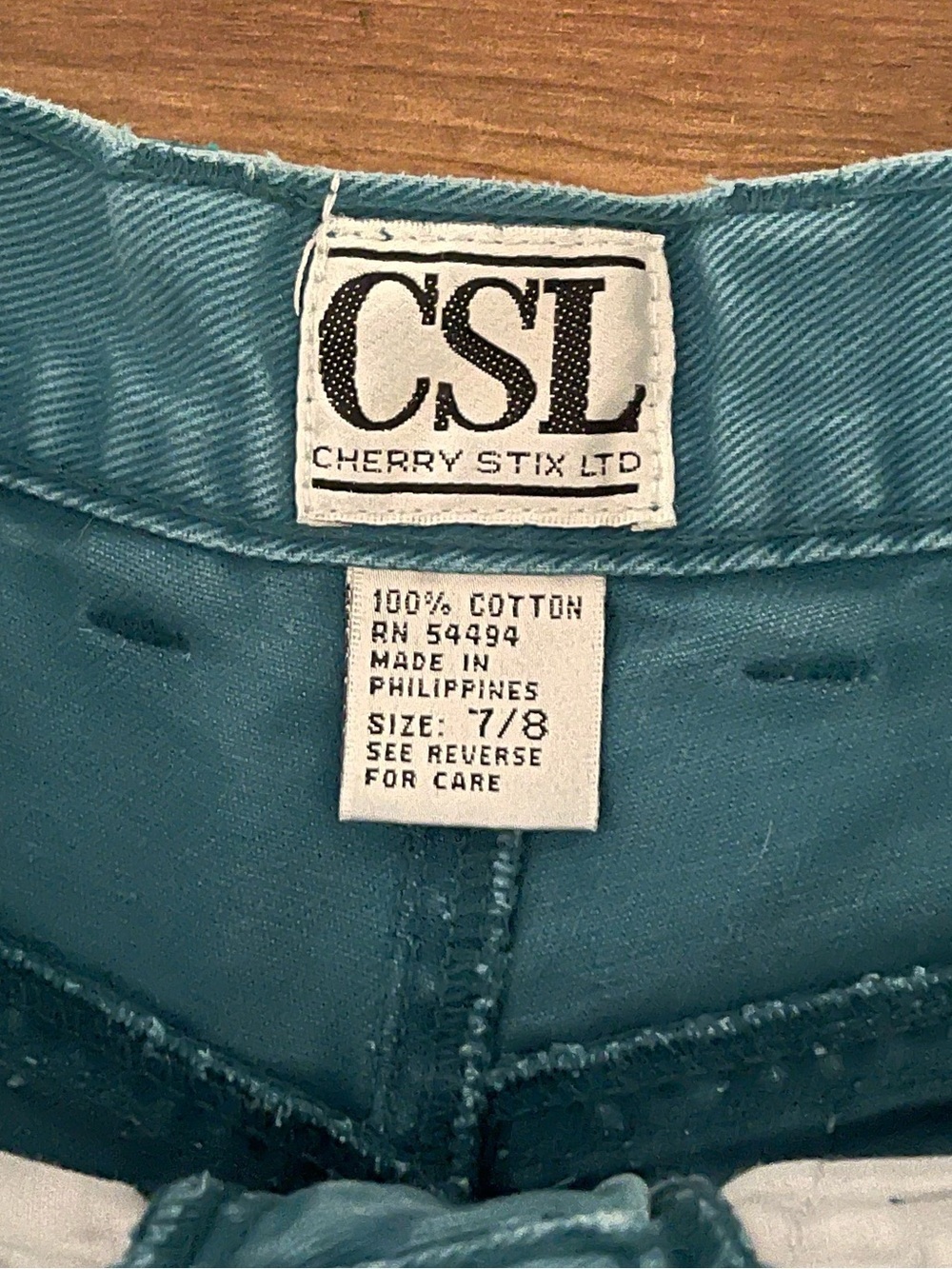 Vintage Teal High-Waist Cotton Shorts - Picture 5 of 5